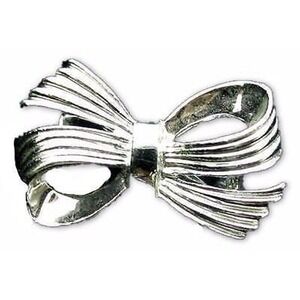 Vintage Gerry's Shiny Small Silver Plated Bow Designer Signed Pin Brooch